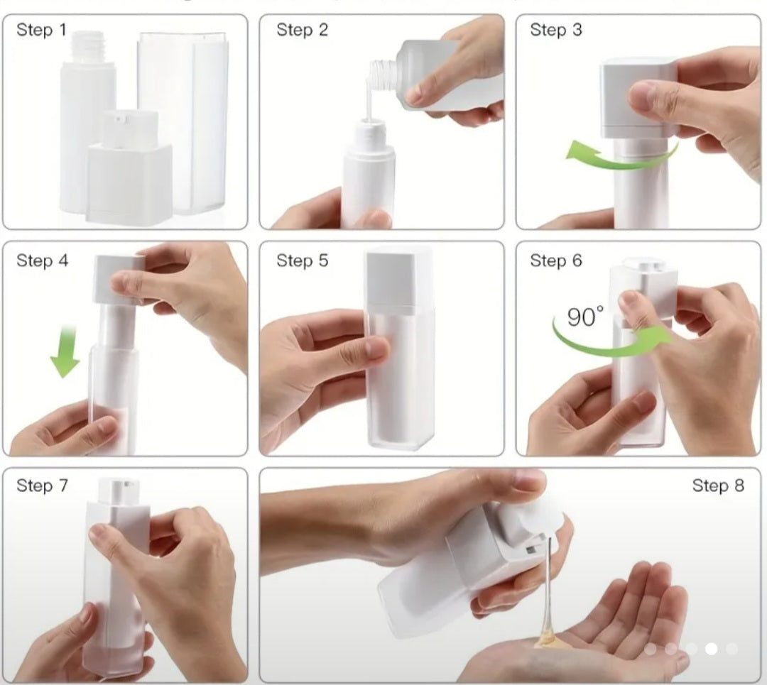 Reusable airless pump serum bottle 30ml.