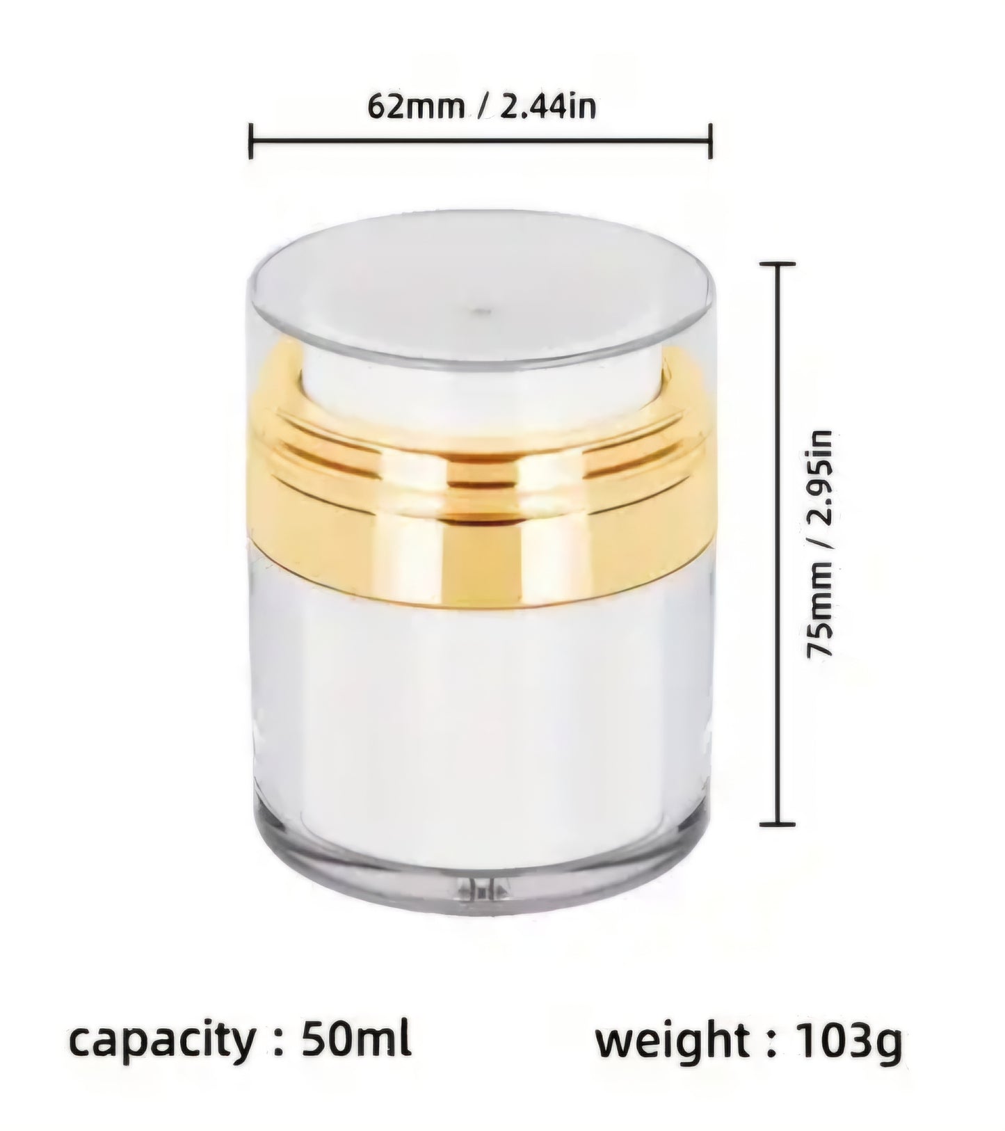 Reusable airless pump Cream Jars 50ml